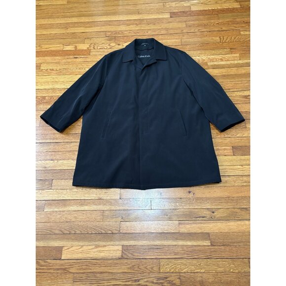 Calvin Klein Mens Dress Overcoat Size 54L Black Microfiber with Removeable Liner